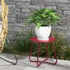 Outdoor Table Small Patio Side Table, Round Metal Side Table, Weatherproof, Portable, Outdoor End for Garden, Balcony, Yard