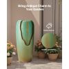 Outdoor Water Fountain, 30.71 in Height Fountain and Waterfall, 1-Tier Floor Standing Glazed Jar Style Fountains with LED Light and Pump