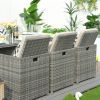 Direct Wicker 11-Piece Outdoor Wicker Dining Set Garden Rattan Dining Chair Lounge Set