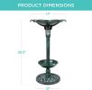 Outdoor Solar Lighted Pedestal Bird Bath Fountain Decoration w/Planter, Integrated Panel, Scroll Accents for Lawn, Garden
