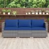 3 Pieces Patio Sectional Sofa Set PE Rattan Modular Couch Furniture Set with Soft Cushions