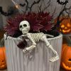 Halloween Skeleton Flowerpot Decoration, Weather Resistant Resin Garden Statue