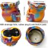 Hand Painted Pirate Skull Planter, Gothic Planter, Unique Small Skeleton Flower Pot Indoor/Outdoor with Drainage