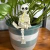 Halloween Skeleton Flowerpot Decoration, Weather Resistant Resin Garden Statue