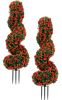 Set of 2 Artificial Spiral Topiary Trees Sun Protection with Ground Spikes Fake Evergreen Landscape Garden Decor