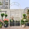 Metal Garden Arch with Gate 79.5'' Wide x 86.6'' High Climbing Plants Support Rose Arch Outdoor