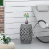 12" Patio Round Side Table, Outdoor Footstool, Garden Mosaic Accent Side Table, Plant Stand