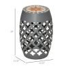 12" Patio Round Side Table, Outdoor Footstool, Garden Mosaic Accent Side Table, Plant Stand