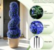 Set of 2 Artificial Spiral Topiary Trees Sun Protection with Ground Spikes Fake Evergreen Landscape Garden Decor