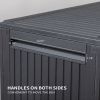 90 Gallon Black Plastic Storage Deck Box with Maze Texture Injection Molded Outdoor Patio Storage Container for Garden Tools Cushions Pool Supplies an