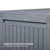 90 Gallon Black Plastic Storage Deck Box with Maze Texture Injection Molded Outdoor Patio Storage Container for Garden Tools Cushions Pool Supplies an