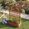 Wooden Planter Box with Lattice Trellis Raised Garden Bed Privacy Screen with Flat Roof