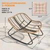Indoor Outdoor Papasan Rocking Chair, Oversized Rocking Egg Chair with Cushion for Garden, Patio