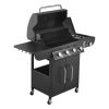 Gas Grill, 4 Burner Propane Gas Grill with Side Burner, 425 SQ.In Grilling Area, Carbon Steel Enamel Grates, Outdoor 52