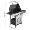 Gas Grill, 4 Burner Propane Gas Grill with Side Burner, 425 SQ.In Grilling Area, Carbon Steel Enamel Grates, Outdoor 52