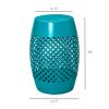 12.5" Steel Outdoor Side Table, Round Hollow Drum Patio End Table, Accent Table for Indoor and Outdoor