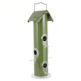 Outdoor Patio Garden 6-Perch Metal Tube Bird Feeder (Color: Green)